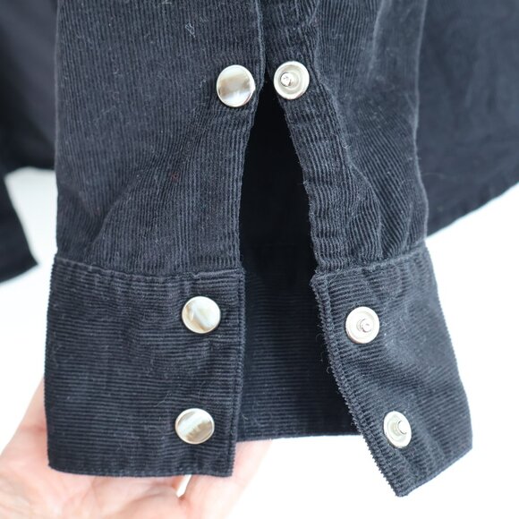 Black Corduroy Ladies Shirt - Size L - Snaps - Picture 10 of 12